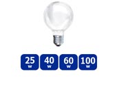 Round and Globe lightbulbs are usually available with this range of wattages